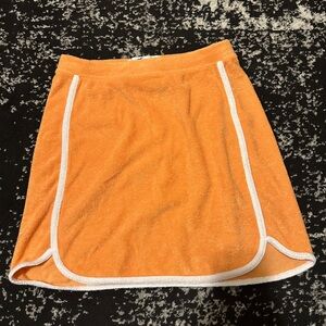 Women’s Hollister Ultra High Rise Orange Terry Cloth Skirt Size M w white Trim